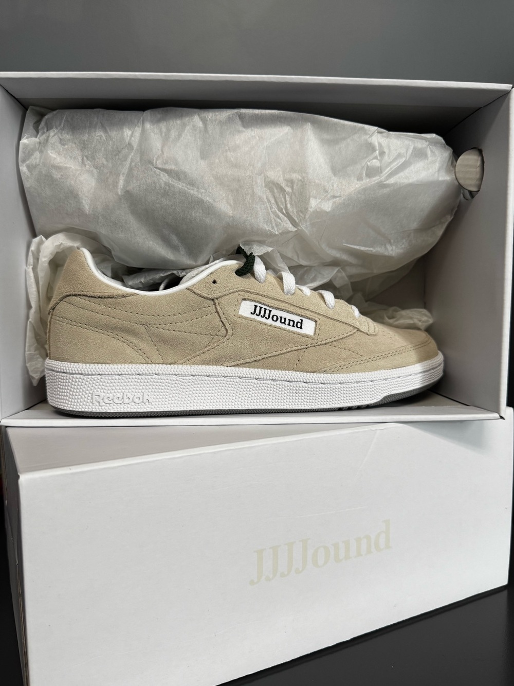 x Reebok JJJJound Beige Suede Classic Sneaker Club C 85 size 6 US
